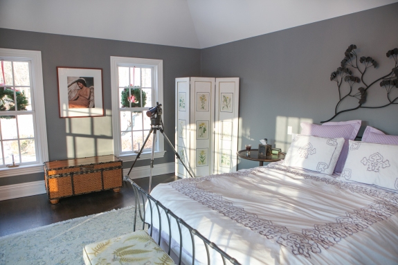 Grey Whale Master Bedroom: Color allows for fanciful play of sunlight and shadows--