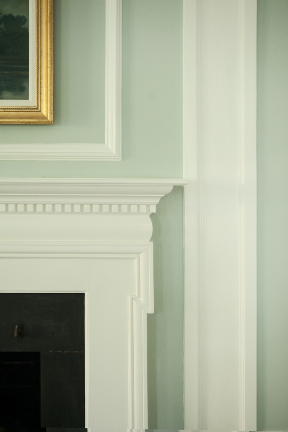 Soothing Color Scheme: Fireplace Detail.